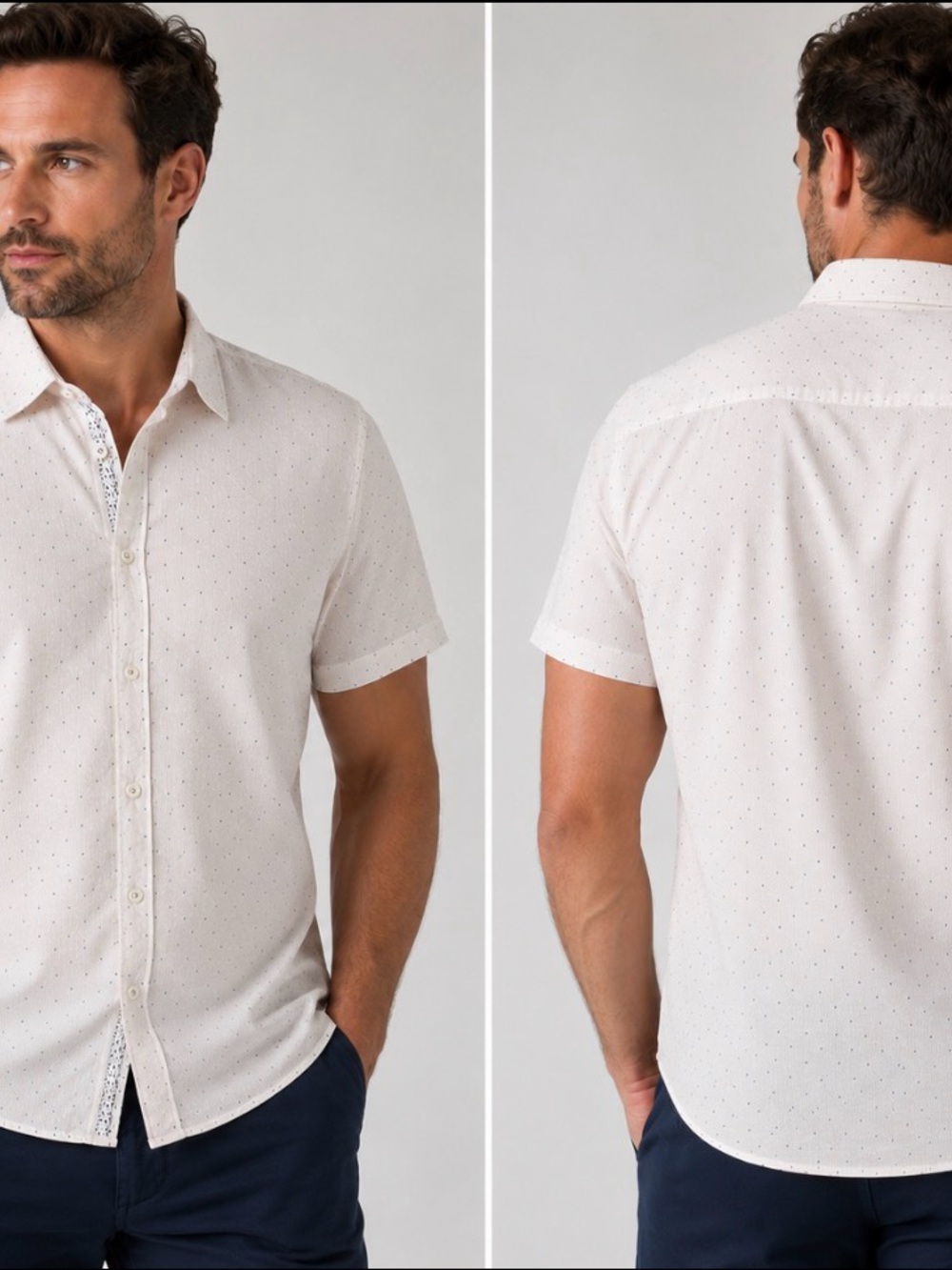 Van Heusen Pale Pink Short-Sleeve Button-Down with Micro Dot Print